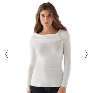 White House Black Market Off-the-Shoulder Cream Sweater